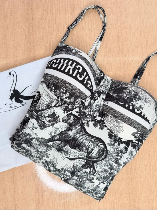 Dior Black and White Toile Midi Slip Dress - Picture 2 of 4